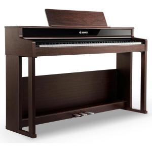 imageDonner DDP300 Digital Piano with 88 Graded Hammer Action Weighted Keys Record Bluetooth 10 Voices 4 Reverb Speakers Professional Full Fize Key Keyboard Electric Dark RoseBrown