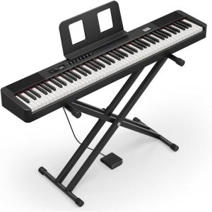 imageDonner DEP20 Lite Beginner Digital Piano 88 Key Weighted Full Size Keyboard Portable Electric Piano Set with Stand Sustain Pedal Keyboard Stickers for Beginners Adults
