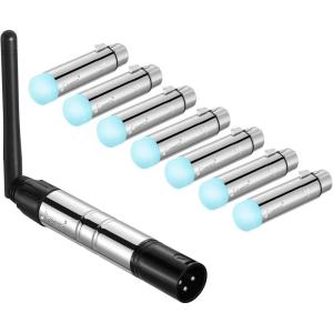 imageDonner DMX512 Wireless Controller Dfi DJ 24G DMX Wireless 7 Receivers Short Version with Light Dome ampamp 1 Transmitter Stage Lighting Control for LED Stage Disco Party Bar Lighting 8PCS BlackSilver