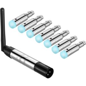 imageDonner DMX512 Wireless DMX Controller Wireless DMX Dfi 24G 7 Receivers with Builtin Battery ampamp Light Dome ampamp 1 Transmitter for LED Stage Disco Party Bar Lighting Stage Lighting Control 8PCSSilver