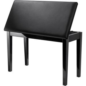 imageDonner Duet Piano Bench with Storage Solid Wooden Keyboard Bench Piano Bookcase Stool Chair Seat with HighDensity Sponges Padded Cushion BlackBlack