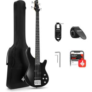 imageDonner Electric Bass Guitar 4 Strings FullSize Standard Bass PBStyle Beginner Kit Black for Starter with Free Online Lesson Gig Bag Guitar Strap and Guitar Cable DPB510DBlack1