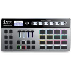 imageDonner Essential D1 Performance Beat Machine Step Sequencerampamp Finger Drum Machine Combined with LCD Display 16 RGB Beat Pads 5 Endless Encoders 12 Tracks Sample Reverbampamp Delay Effects