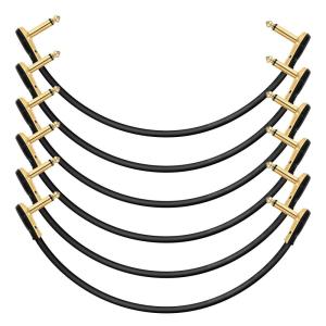 imageDonner Guitar Patch Cables Right Angle 12 Inch 30cm 14 Instrument Cables for Effect Pedals 6 Pack12 Inch