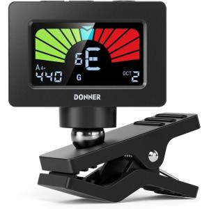 imageDonner Guitar Tuner Clip On Magnetic Guitar Tuner with Color LCD Display for AcousticElectric Guitar Ukulele Bass Violin Banjo Tuning DT10  BlackBlack