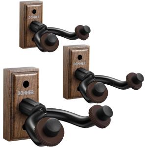imageDonner Guitar Wall Mount Hanger 6Pack Black Walnut Guitar Wall Holder for Acoustic Electric Guitars Bass Folk Ukulele Violin Mandolin Banjo and String Instruments3 Pack