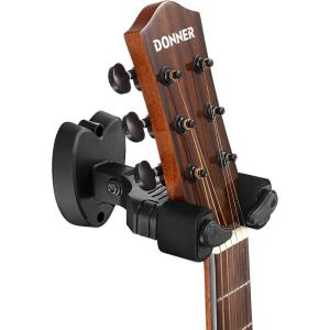 imageDonner Guitar Wall Mount Locking 3Pack Guitar Wall Hangers Auto Lock for Acoustic Electric Guitar Bass Ukulele Mandolin Black1Pack