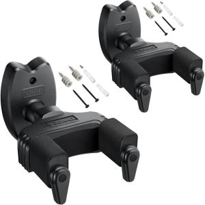 imageDonner Guitar Wall Mount Locking 3Pack Guitar Wall Hangers Auto Lock for Acoustic Electric Guitar Bass Ukulele Mandolin Black2Pack