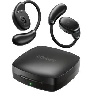 imageDonner OpenEar Headphones Wireless Earbuds Bluetooth 53 UltraComfort Ergonomic Ear Hooks Clear Calls 15mm Drivers IPX4 40H Playtime Dobuds Open Black