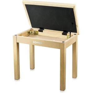 imageDonner Piano Bench with Storage Solid Wood Keyboard Bench Piano Bookcase Stool Chair Seat with HighDensity Suede Cushion Wood Finish ColorLight Wood Color