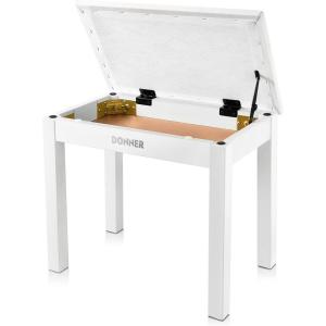 imageDonner Piano Bench with Storage Solid Wood Keyboard Bench Piano Bookcase Stool Chair Seat with HighDensity Suede Cushion Wood Finish ColorWhite
