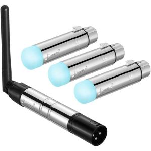 imageDonner Wireless DMX DMX512 Dfi DJ 24G DMX Wireless 3 Receivers with Tricolor LED Indicators ampamp 1 Transmitter LED Lighting Control for LED Stage Disco Party Bar Lighting 4pcsSilver
