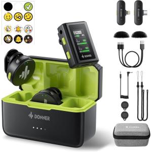 imageDonner Wireless Lavalier Microphone VPM20 Camera Vesion with Charging Box DualChannels Mics 35mm TRS Jack PlugPlay 1000ft Range 48KHz 24Bit Noise Cancellation 40h Use MaxVPM20 Moblie