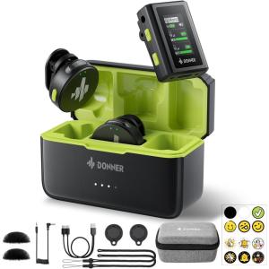 imageDonner Wireless Lavalier Microphone VPM20 Camera Vesion with Charging Box DualChannels Mics 35mm TRS Jack PlugPlay 1000ft Range 48KHz 24Bit Noise Cancellation 40h Use MaxVPM20 Camera