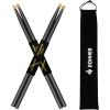 imageDonner 5A Drum Sticks Maple Wood Drumsticks 2 Pair with Carrying BagBlackBlack