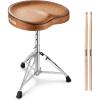 imageDonner Saddle Drum Throne Height Adjustable Padded Seat Drum Stool for Adults and Kids 5A Drumsticks Included with Double Braced Legs Rubber Feet Brown