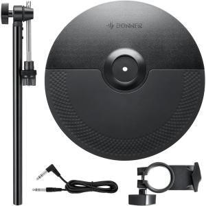 imageDonner Mute Cymbal Set with 12inch Cymbals and Cymbals Stand for Electric Drum Kit More Stable Iron Metal Bracket Signal Cable Rack Clamp for Electric Drum Set For DED200400 500 Expansion