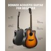 imageDonner Black Acoustic Guitar for Beginners Adult Teens Starter Kits  Full Size 41 SteelString Acustica Guitarra Bundle Set with Free Online Lesson Gig Bag Strap Tuner Cutaway DAG1CBSunburst