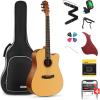 imageDonner Black Acoustic Guitar for Beginners Adult Teens Starter Kits  Full Size 41 SteelString Acustica Guitarra Bundle Set with Free Online Lesson Gig Bag Strap Tuner Cutaway DAG1CBNatural