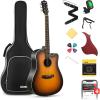 imageDonner Black Acoustic Guitar for Beginners Adult Teens Starter Kits  Full Size 41 SteelString Acustica Guitarra Bundle Set with Free Online Lesson Gig Bag Strap Tuner Cutaway DAG1CBSunburst