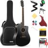 imageDonner Black Acoustic Guitar for Beginners Adult Teens Starter Kits  Full Size 41 SteelString Acustica Guitarra Bundle Set with Free Online Lesson Gig Bag Strap Tuner Cutaway DAG1CBBlack