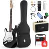 imageDonner DST100B 39 Inch Electric Guitar Beginner Kit Solid Body Full Size Black HSS for Starter with Amplifier Bag Digital Tuner Capo Strap StringCable Picksblack