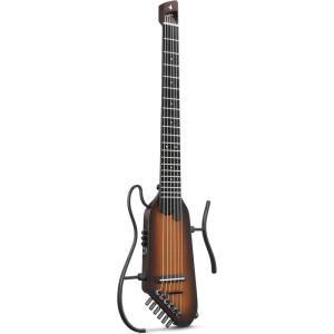 imageDonner HUSH C AcousticElectric Nylon String Classical Guitar UltraLightweight Travel Guitar with BuiltIn Tuner HPSII Preamp Headphone Jack ampamp QuickRelease Stand  SunburstSunburst
