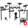 imageDonner DED300X Electronic Drum Set Electric Drum Kit with 10quot Quiet Mesh Drum Pad 12quot Crash Cymbals 100 Kits 900 Sounds and 50 Demo Songs Sticks USB MIDI DONNER PLAY app 5 Pads 4 Cymbals