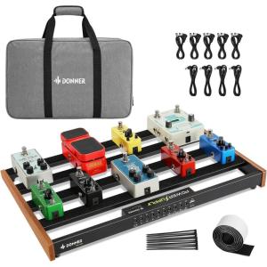imageDonner Guitar Pedal Board with Builtin Power Supply Aluminium Alloy Effects Pedalboard DBP300 34Lb 197  123  18quot19x12x18