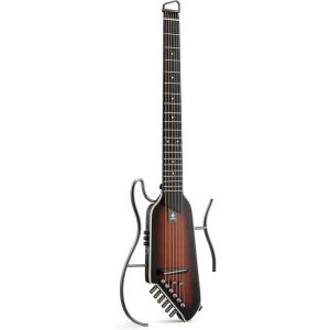 imageDonner HUSHI EVO2 Acoustic Electric Travel Guitar  Portable Headless Quiet Practice Guitar UltraLight Mahogany Body with Builtin Tuner Detachable Stands amp Headphone Jack  SunburstSunburst