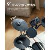 imageDonner DED70SE Electric Drum Set Electronic Drums with 4 Quiet Silicone Pads 9 Cymbals 150 Sounds and 15 Kits USB MIDI TypeC Charging Port Throne Headphones Sticks Melodics LessonsBlack