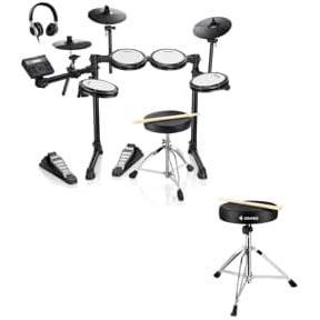 imageElectric Drums Donner DED200 LITE Electronic Drum Kit for Beginner with 450 Sounds and Donner Drum Throne Set with Padded Seat Height Adjustable Drum Stools
