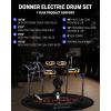 imageDonner BackBeat Electric Drum Set with HighTech 7inch Touchscreen and 1126 Sounds and Donner Saddle Drum Throne Height Adjustable Padded Seat Drum Stool for Adults and Kids