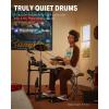 imageDonner DED80 Electronic Drum Set with 4 Quiet Mesh Pads 180 Sounds 2 Pedals Throne Headphones Sticks and Melodics Lessons Bundles with Donner Drum Amplifier 20W Wireless Brown Drum Speaker