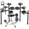 imageDonner Adults Electronic Drum Set 450 Sounds 31 Kits with Quiet Mesh Drum Pads DED200X Gray