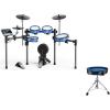 imageDonner BackBeat Electric Drum Set with HighTech 7inch Touchscreen 1126 Sounds and Donner Heavy Duty Drum Throne Widened Motorcycle Style Drum Stool with Blue Velvet Surface