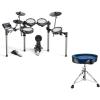 imageDonner Beat Electronic Drum Set with Quiet Mesh Pads and Donner Heavy Duty Drum Throne Widened Motorcycle Style Drum Stool with Blue Velvet Surface