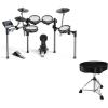 imageDonner Beat Electronic Drum Set with Quiet Mesh Pads and Donner Heavy Duty Drum Throne Widened Motorcycle Style Drum Stool with Upgraded Materials