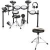 imageDonner DED200 Electric Drum Sets with Quiet Mesh Drum Pads Bundle with Donner Drum Throne Set Padded Seat Height Adjustable Drum Stools 5A Drumsticks Included
