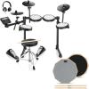 imageDonner DED200Lite Electronic Drum Set with 4 Quiet Mesh Pads 450 Sounds Bundle with 8 Inches Drum Practice Pad Grey