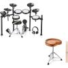 imageDonner DED200X Electronic Drum Set Electric Drum Kit with Quiet Mesh Pads and Donner Saddle Drum Throne Height Adjustable Padded Seat Stool for Adults and Kids