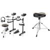 imageDonner DED80 Electronic Drum Set with 4 Quiet Mesh Pads 180 Sounds Bundle with Donner Drum Throne Set Padded Seat Height Adjustable Drum Stools 5A Drumsticks Included Multiple Iterations