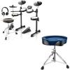 imageDonner DED80 Electronic Drum Set with 4 Quiet Mesh Pads and Donner Heavy Duty Drum Throne Motorcycle Style Widened Drum Stool with Blue Velvet Surface