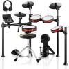 imageDonner Electronic Drum Set with Bluetooth Electric Drum Kit with Throne Headphones Drumsticks Melodics Lessons 450 Sounds E Drum with USB MIDI 5 Pads and 3 Cymbals Digital Drum DED2002026