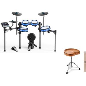 imageDonner BackBeat Electric Drum Set with HighTech 7inch Touchscreen and 1126 Sounds and Donner Saddle Drum Throne Height Adjustable Padded Seat Drum Stool for Adults and Kids