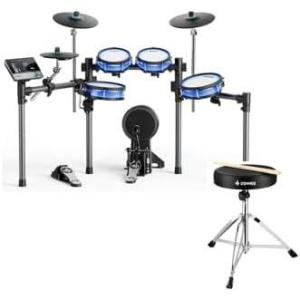 imageDonner BackBeat Electric Drum Set with HighTech 7inch Touchscreen and Donner Drum Throne Set with Padded Seat Height Adjustable Drum Stools