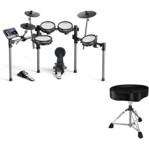 imageDonner Beat Electronic Drum Set with Quiet Mesh Pads and Donner Heavy Duty Drum Throne Widened Motorcycle Style Drum Stool with Upgraded Materials