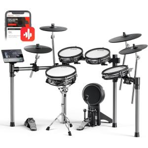 imageDonner Beat Max Electronic Drum Set Electric Drum Kit with 12 Quiet Mesh Drum Pads 14 Cymbals wChoke 100 Kits and 1100 Sounds Sticks USB MIDI DONNER PLAY app 5 Pads 4Cymbals