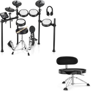 imageDonner DED200 Electric Drum Kit And Motorcycle Style Drum Throne with Backrest