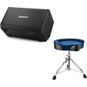 imageDonner Electric Drum AMP 80Watt Wireless Electronic Drum Amplifier Professional DDA80 with Donner Heavy Duty Drum Throne Motorcycle Style Drum Stool with Velvet Surface Blue